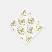 Golden Octopus & Sea Shells Beach Birthday Party Servet (Hoek)