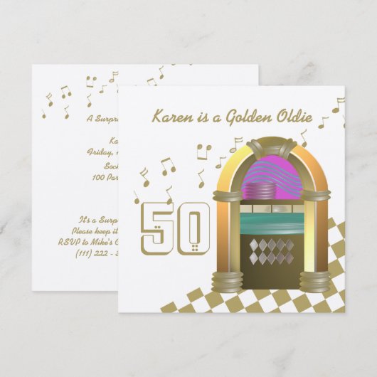 Golden Oldies Juke Box Kaart (Voorkant / Achterkant)