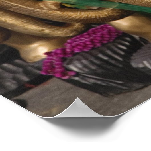 Golden olifanten versierd met kleurrijk poster (Hoek)