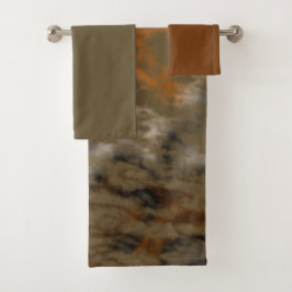 Golden Olive Abstract Bad Handdoek