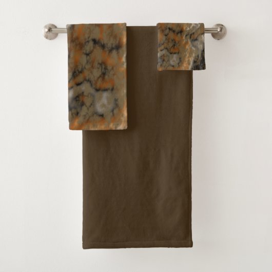 Golden Olive Abstract Bad Handdoek (Insitu)