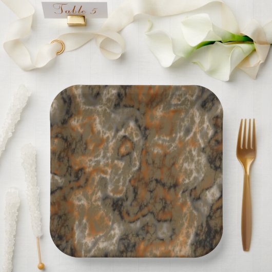 Golden Olive Abstract Papieren Bordje (Huwelijk)