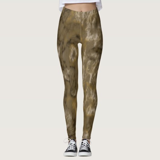 Golden Olive Marble Leggings (Voorkant)
