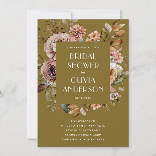 Golden Olive Vrijgezellenfeest | Rustic Boho Garde Kaart (Voorkant)