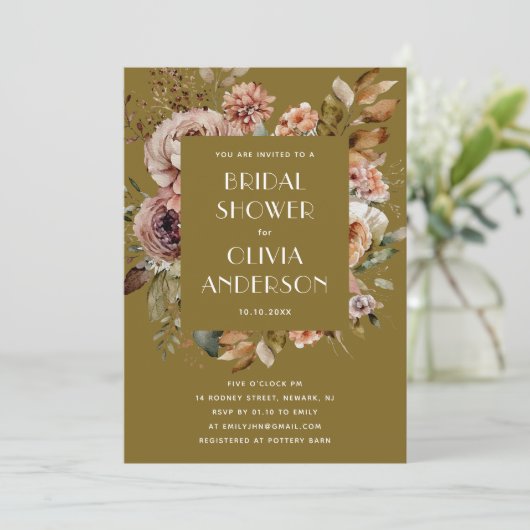 Golden Olive Vrijgezellenfeest | Rustic Boho Garde Kaart (Staand voorkant)