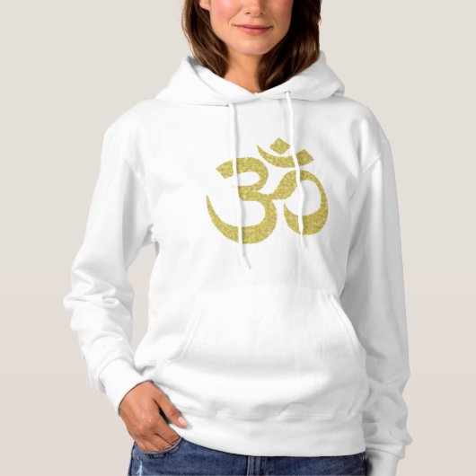 Golden Om boeddhist-symbool voor witte weiden Hoodie (Voorkant)