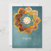 Golden Om Flower Mandala Design 50th Birthday Blau Kaart (Achterkant)