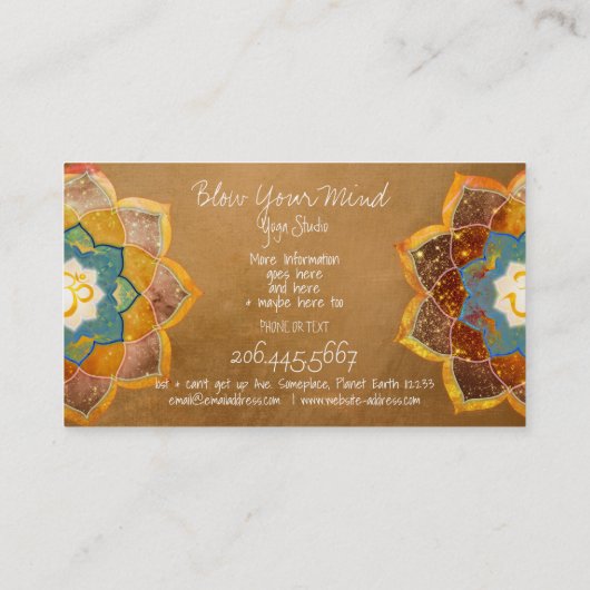 Golden Om Flower Mandala Design Gold Visitekaartje (Achterkant)