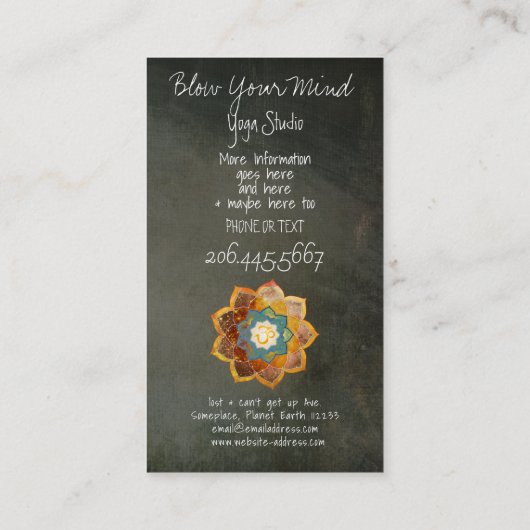 Golden Om Flower Mandala Design Visitekaartje (Achterkant)
