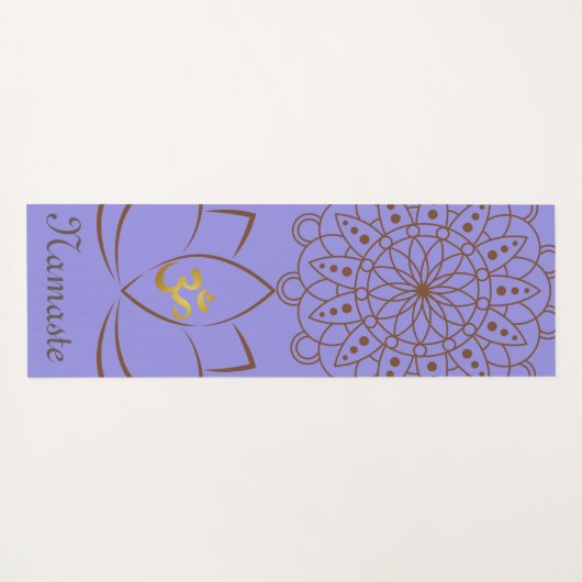 Golden Om Lotus Mandala + Jouw naam Spiritueel Yogamat (Achterkant (horizontaal))