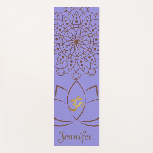 Golden Om Lotus Mandala + Jouw naam Spiritueel Yogamat (Voorkant)