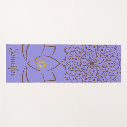 Golden Om Lotus Mandala + Jouw naam Spiritueel Yogamat (Voorkant (horizontaal))