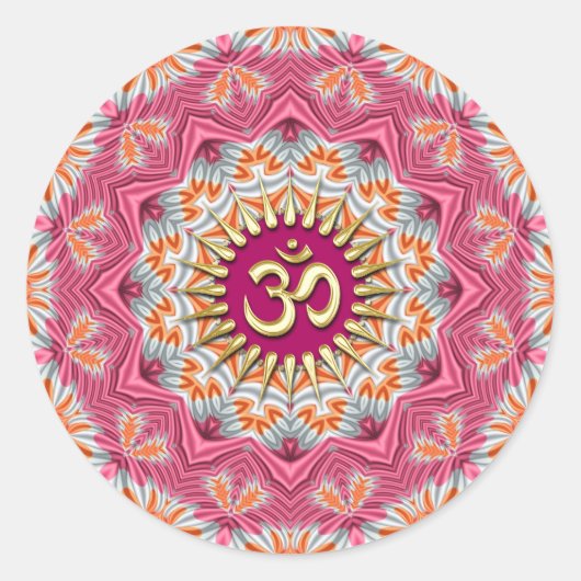 Golden Om op Zoet Sinaasappel Roze Ronde Sticker (Voorkant)