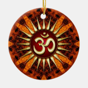 Golden OM Organic Good Energy Ceramic Ornament