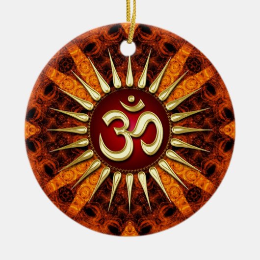 Golden OM Organic Good Energy Ceramic Ornament (Voorkant)