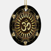 Golden OM Organic Hexagon Ceramic Ornament (Rechts)