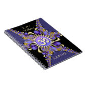 Golden Om Paars Fractal Lace Elegant Notitieboek (Rechterzijde)