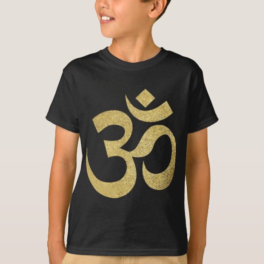 Golden Om Spiritueel Sybol Yoga Meditation Ohm T-shirt (Voorkant)