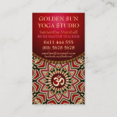Golden OM Sun Yoga Reiki Red Visitekaartjes (Achterkant)