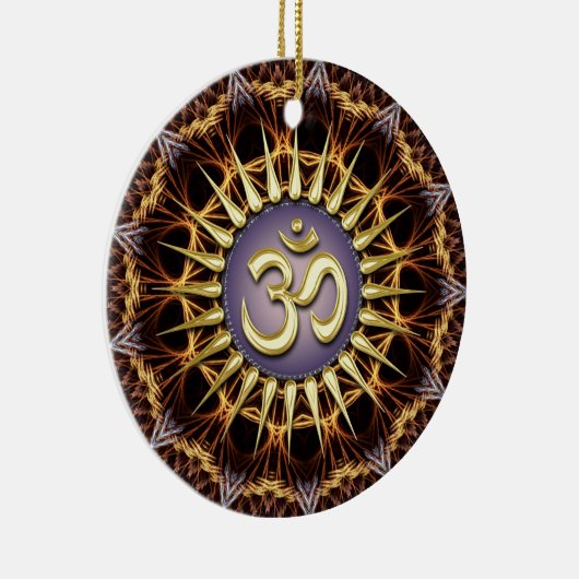 Golden OM Tapestry Weave Ceramic Ornament (Rechts)