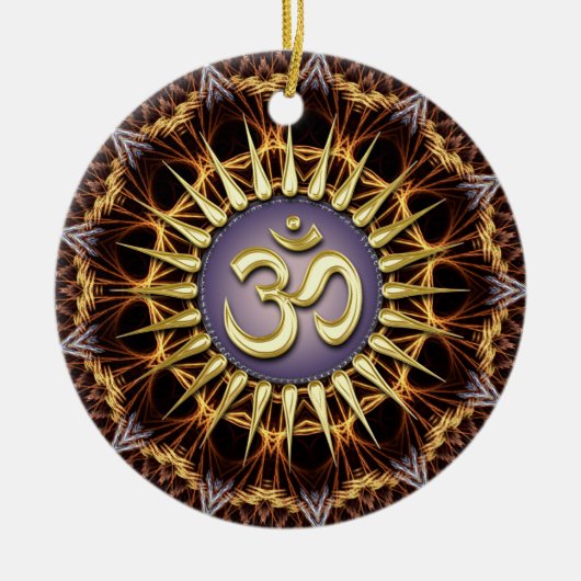 Golden OM Tapestry Weave Ceramic Ornament (Voorkant)