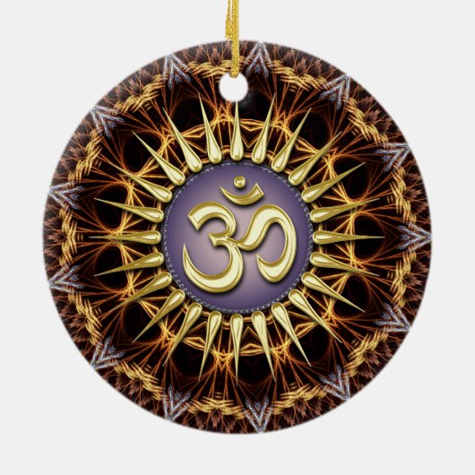 Golden OM Tapestry Weave Ceramic Ornament (Achterkant)