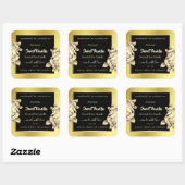Golden Ombre Black Floral Product Packaging Labs Vierkante Sticker (Vel)