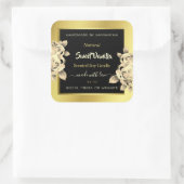 Golden Ombre Black Floral Product Packaging Labs Vierkante Sticker (Tas)