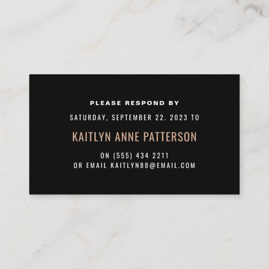 Golden Ombré, moderne RSVP-kaart Informatiekaartje (Achterkant)