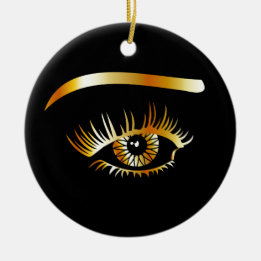 Golden oog met wenkbrauw en details binnenin keramisch ornament