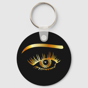 Golden oog met wenkbrauw en details binnenin sleutelhanger