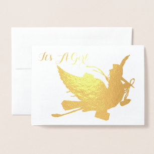 GOLDEN OOIEVAAR MEISJE BABYSHOWER FOLIE KAARTEN