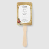Golden Opulence Kerst Bloemen Trouwprogramma Handwaaier (Voorkant)