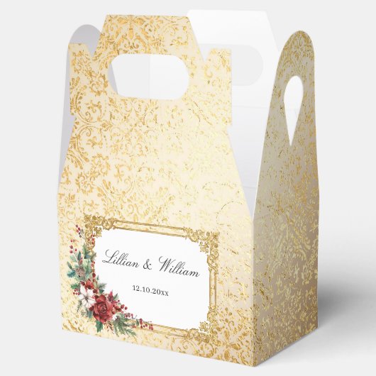 Golden Opulence Kerstmis Bloemen Huwelijk Bedankdoosjes (Geopend)