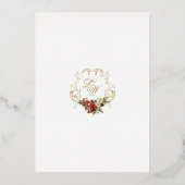 Golden Opulence Kerstmis Bloemen Huwelijk Folie Uitnodiging (Achterkant)
