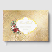 Golden Opulence Kerstmis Bloemen Huwelijk Gastenboek (Voorkant)