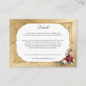 Golden Opulence Kerstmis Bloemen Huwelijk Informatiekaartje (Voorkant)