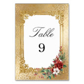 Golden Opulence Kerstmis Bloemen Huwelijk Kaart (Achterkant)