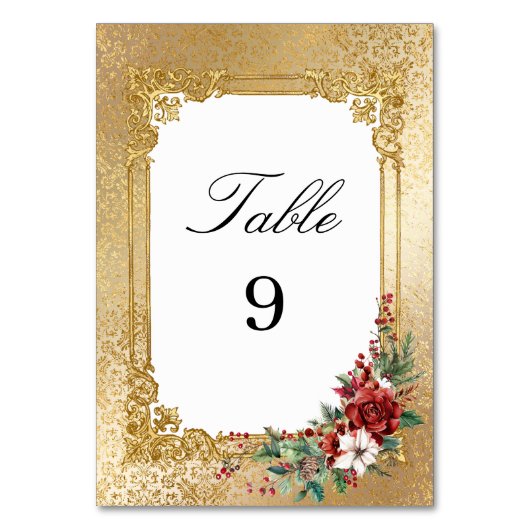 Golden Opulence Kerstmis Bloemen Huwelijk Kaart (Achterkant)