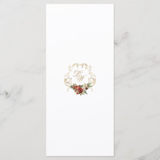 Golden Opulence Kerstmis Bloemen Huwelijk Menu (Achterkant)