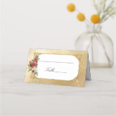Golden Opulence Kerstmis Bloemen Huwelijk Plaatskaartje (Achterkant)