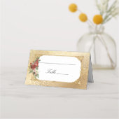 Golden Opulence Kerstmis Bloemen Huwelijk Plaatskaartje (Voorkant)