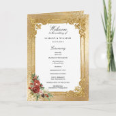 Golden Opulence Kerstmis Bloemen Huwelijk Programma (Voorkant)