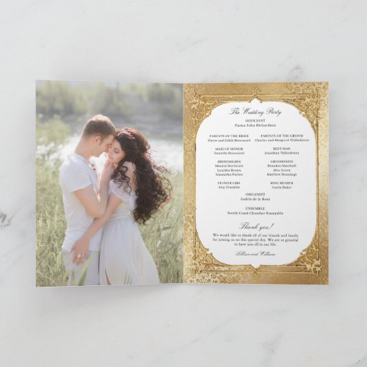 Golden Opulence Kerstmis Bloemen Huwelijk Programma (Binnen)