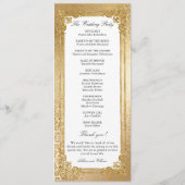 Golden Opulence Kerstmis Bloemen Huwelijk Programmakaart (Achterkant)