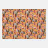 Golden Orange Christmas Forest Village Birds Inpakpapier Vel (Voorkant)