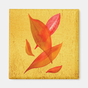 Golden Oranje Autumn Herfst leaf moderne kunst Magneet