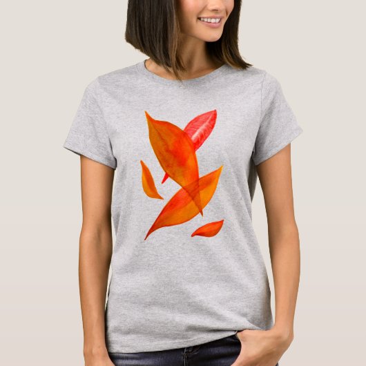 Golden Oranje Autumn Herfst leaf moderne kunst T-shirt (Voorkant)