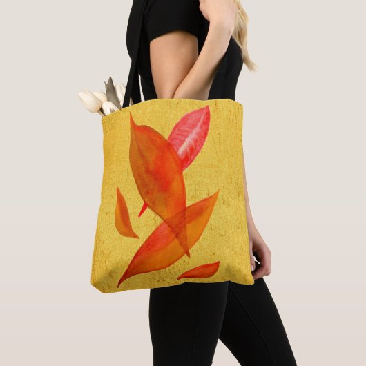 Golden Oranje Autumn Herfst leaf moderne kunst Tote Bag (Dichtbij)