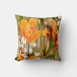 Golden Oranje Californië papavery acrylverf Kussen